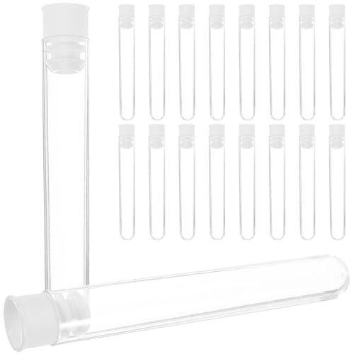 50 Pcs Small Clear Plastic Test Tubes w/Lids - for Kids Science Party, Lab & Storage