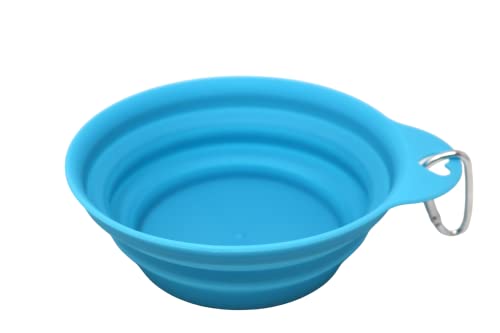 fiXte Collapsible Dog Water Bowl Lightweight Portable Expandable Dog Travel Water Bottle With Clip Foldable Puppy Dog Cat Pet Bowl Feeding and Watering for Pets Blue