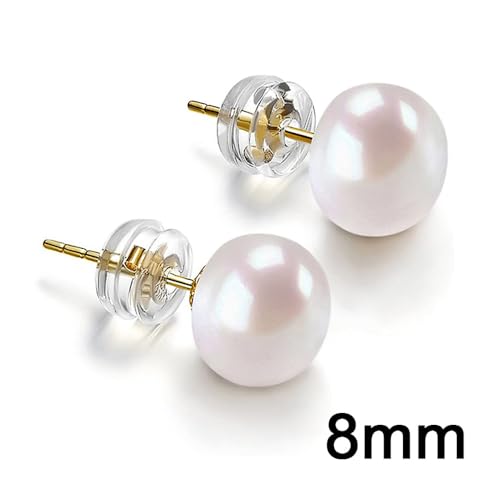 Chic Women Flat Round Shaped Imitation Pearl Stud Earrings Simple Elegant Statement Jewelry2