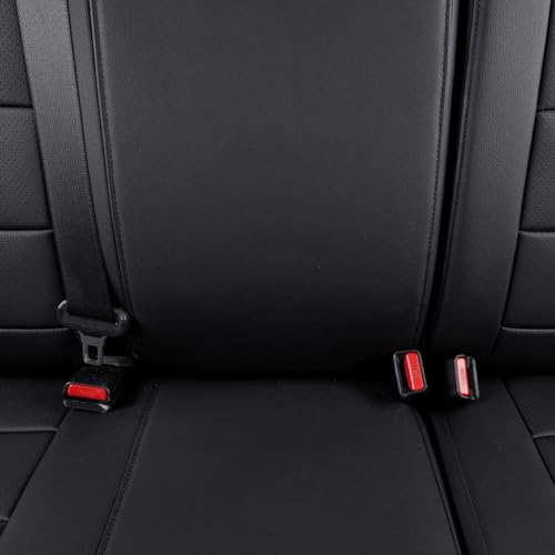 Image of EKR Custom Fit Tacoma Car Seat Covers for Toyota Tacoma 2016 2017 2018 2019 2020 2021 2022 2023 Access Cab -Full Set,Faux Leather(Black)