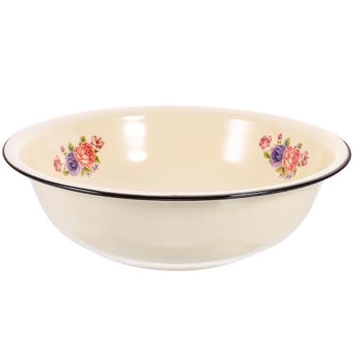 Bowl esmaltado vintage PRETYZOOM 28 cm beige miniatura 1