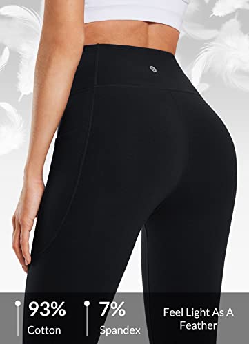 baleaf Women's Knee Length Leggings with Pockets Cotton Capris Pedal Pushers Capri Yoga Pants 17"4