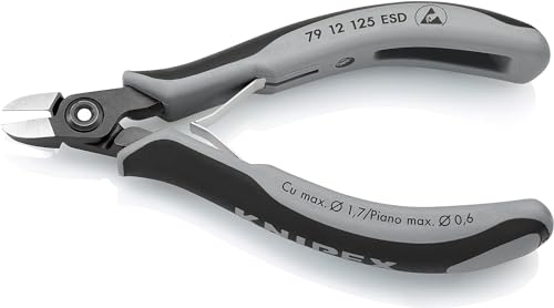 KNIPEX Precyzyjne szczypce tnące boczne dla elektroników ESD z osłonkami wielokomponentowymi 125 mm, 79 12 125 ESD