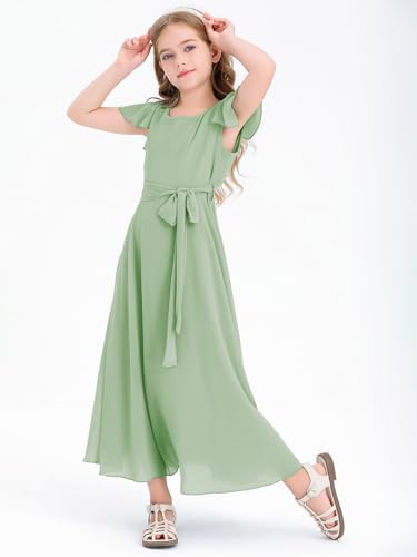 Fancy Girl Junior Bridesmaid Dresses Kids Sleeveless Cute Maxi Dress Teen Long Wedding Party Prom Gowns3