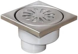 3.74-inch High Square Shower Drain- Anti Odor Stainless Steel Floor Drain with PVC Separator- Quadrate Floor Drainer for Bathroom, Bathtub, Kitchen, Balcony, Garage or Toilet- Easy to Clean, 4x4"