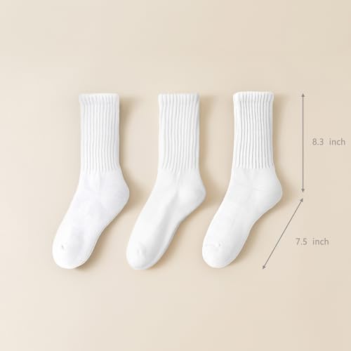 Image of LGE Women's Retro Slouch Socks -3 Pairs Mid Tube Casual Socks,Athletic Cotton Calf Socks Stacked Style for Comfort Size 5-11