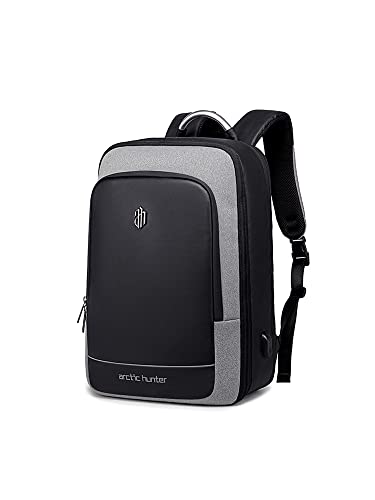 WALKENT ARCTIC HUNTER 41L Waterproof, Expandable 17" Laptop Bag, Anti-Theft, Overnighter Convertible Backpack for Travel Office Men Women - Hustle, 3 Compartment, 9 Pockets, Light Grey