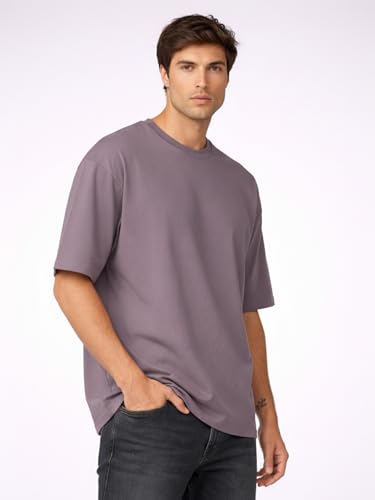 Image of CHKOKKO Oversized Tshirt for man Solid Classic Round Neck Loose Fit Half Sleeve Soft and Comfortable Casual Stylish wear for Summer