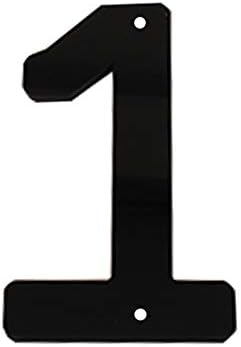 House Number Sign 6 Inch (15 cm) Large Modern Acrylic Plastic Door Numbers, Thick Signage Plaque Self-adhesive & Screws Street Home Address Number Mailbox Numbers, Black [Number 1]
