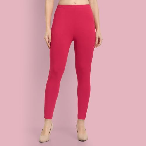 Image of ONE SKY Women Ankle Length Leggings | Premium Cotton Modal Spandex Blend | High Waist Stretchable & Bio-Washed Fabric | Colour-Lock | Ethnic Leggings for Women