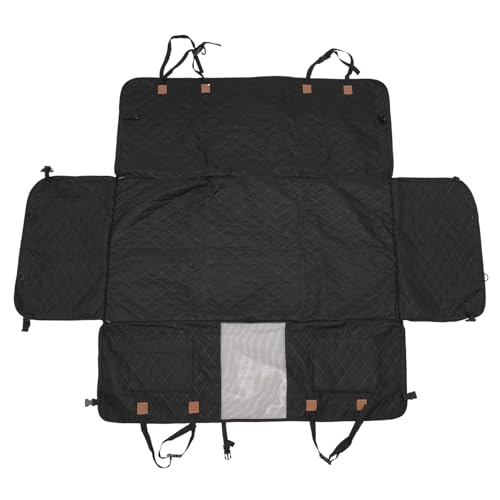 CARVANTA ドライブシート ペット用 汎用 可視メッシュ窓 同乗可能 PP板内蔵 (黒, 収納後：43*34*10)