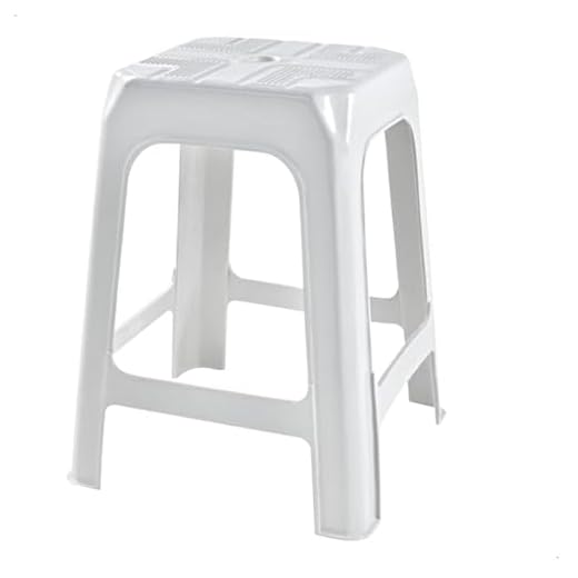 Banqueta de Plástico Empilhável Baixa para Cozinha, Jardim e Áreas Gourmet 47cm, Branco Escritex