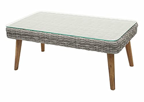 BJYX gartenlounge Gartengarnitur, Lounge-Set, Akazie halbrundes Poly-Rattan Spun Poly – Bild 6