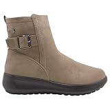 mysoft - 25M656 Botines de mujer en nobuk sintético Water Repellent, con plantilla extraíble Memory Foam, cierre con cremallera y hebilla lateral, cuña de 4 cm, cómodos y ligeros para el día a día. M