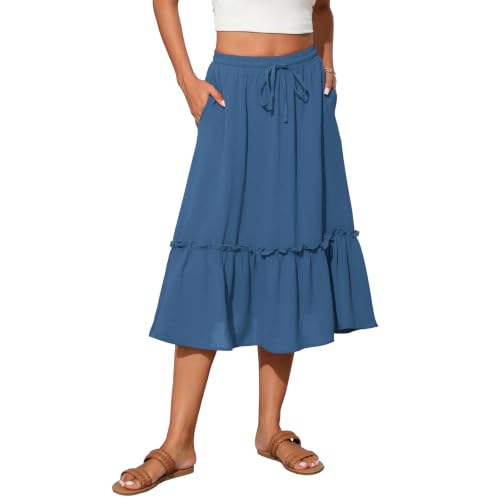 Image of Witsmile High Waist Tiered Skirts for Women Flowy Skirts for Women Long Length with Pockets 2026 Fashion Trendy