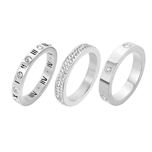 Jarlinwel Love Friendship Ring Cubic Zirconia Gold Ring Sets For Women Stainless Steel Stacking Ring Best Gifts Couples Valentine'S Day cover