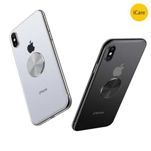 Image of iCare Sticker Textured Metal Plate Disk for Magnet Car Phone Holder Ultra-Thin Iron Sheet Set of 3 for iPhone 12 11 8 Magnetic Phone Holder Accessories (Silver)