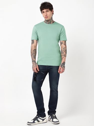 Image of Bewakoof Men's 100% Cotton Solid Regular Fit Half Sleeve Round Neck T-Shirt | Tshirt for Men Cotton| Casual Wear | Street Wear