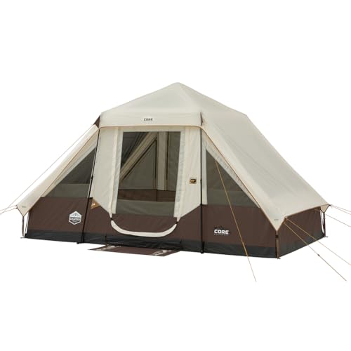CORE 6 Person Instant Cabin Tent with LED Lights | Large Family Lighted Pop Up Tent with Carry Bag...