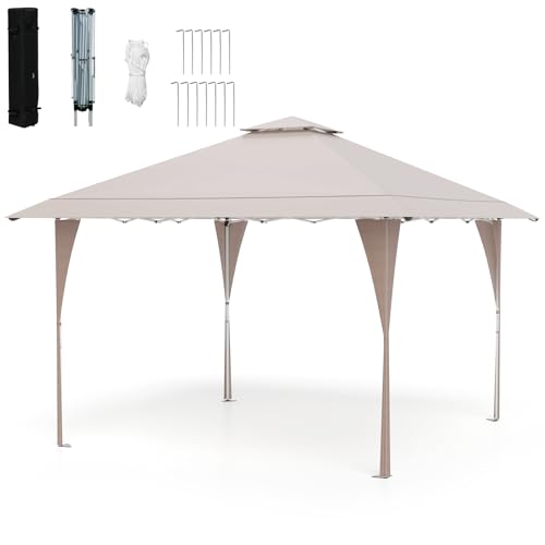 HOMASIS 4x4 m Faltpavillon, Pop up Pavillon mit Tragetasche & Doppeldach, Wasserdichter Stabil Wetterfest Gartenpavillon mit UV-Schutz, Gartenzelt höhenverstellbar, Partyzelt für Garten Party (Khaki) HOMASIS 4x4 m Faltpavillon, Pop up Pavillon mit Tragetasche & Doppeldach, Wasserdichter Stabil Wetterfest Gartenpavillon mit UV-Schutz, Gartenzelt höhenverstellbar, Partyzelt für Garten Party (Khaki)