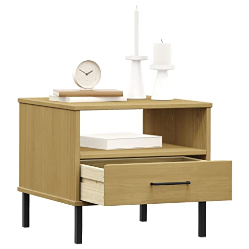 Table de Chevet en Bois Pin Massif Meuble Rangement Compartiment - 4