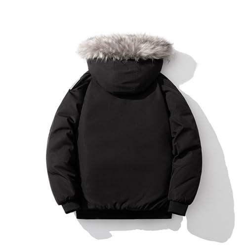 Mens Winter Jacket with Fur Hood Long Sleeve Zip up Collar Warm Parka Jacket Winter Puffer Coats with Pockets3