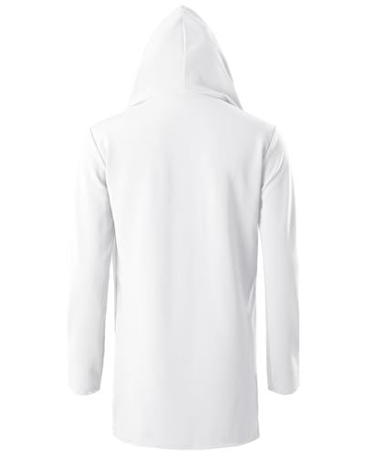 GIVON Men's Ruffle Shawl Collar Hooded Cardigan Long Sleeve with Pockets3