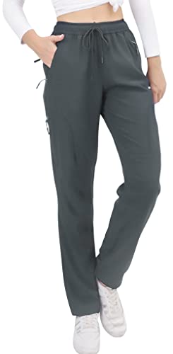 Seamaid Women's Hiking Pants, Water-Resistant Quick Dry Cargo Pants, Lightweight Joggers Pants With Zipper Pockets For Athletic Outdoor Travel - Steel Grey, Xl #TOP3