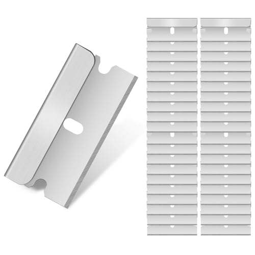 Flintronic 40 Stück Keramikfeldschaber Ersatzklingen, Schaberklingen Edelstahl, Schaber Klingen, Rasierklingen Zeranfeldkratzer, Keramikfeld, Herdschaber für Kochfeld, Backofen, Glaskeramik