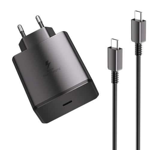 45W USB C Carga Rápida Ultra 2.0, Cargador Compatible con Samsung Galaxy S25 S24 S23 S22 Ultra FE y Tab S10 S9 S8, PD 3.0 PPS Adaptador de Corriente con Cable Tipo C 1.5M, Enchufe de Pare