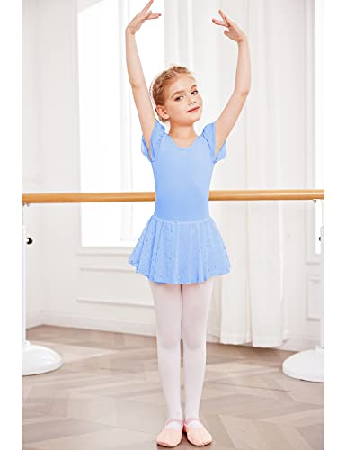 Image of Arshiner Girls Ruffle Sleeve Ballet Dance Dress Tutu Skirted Leotard