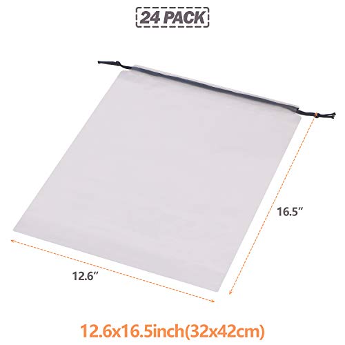 Set of 24 Transparent Shoe Bags for Travel Large Clear Shoes Storage Organizers Pouch with Rope for Men and Women2