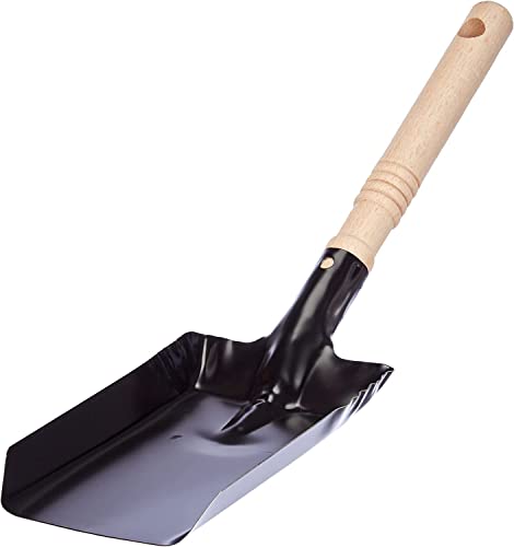 4 4 Inch Wooden Handel Black Metal Steel Coal Ash Shovel for Fireplace and Dustpan