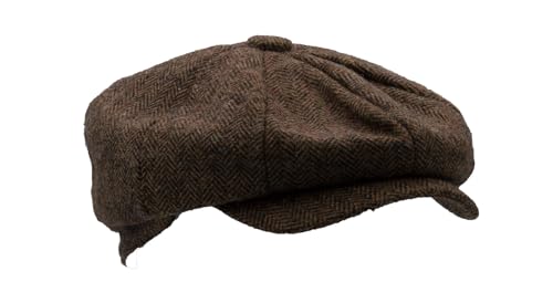 WALKER AND HAWKES - Men's Brown Grey Classic Baker Boy Style 8-Panel...