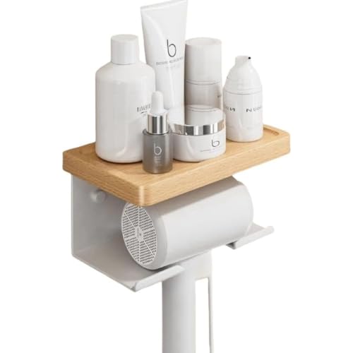 Wyazzivパンチングウォールドライヤーなし ドライヤー スタンド 木製ドライヤーホルダー スタンドドライヤー 収納スタンドドライヤー収納ボックス ドライヤー収納 壁 フック かご 壁掛け大容量耐熱 ドライヤー収納ケース (ブラック,A) (white,