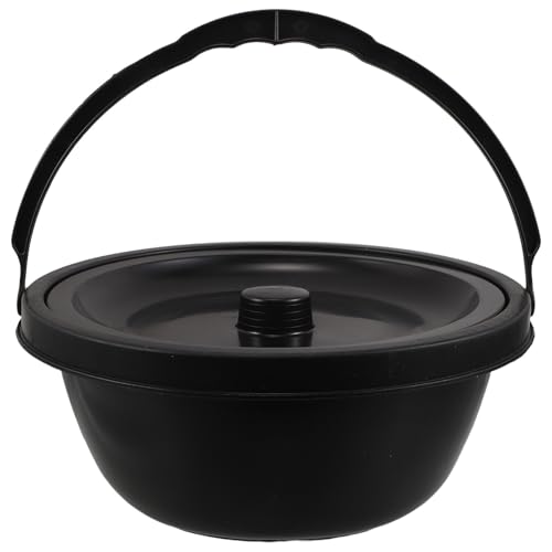 Pot de chambre portable noir YARNOW en plastique ergonomique avec support pour seniors