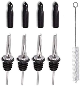 Rudra Exports Liquor Metal Pourers | Liquor Dispenser for Pouring Wine, Syrup & Olive Oil | Bartender Bottle Pourer with Tapered Spout | Fits Alcohol Bottles up to 1 Liter (Set of 4 Pcs)