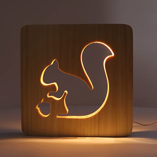 Lámpara de noche Tyenaza con diseño de ardilla y luz LED cálida miniatura 2