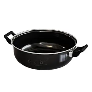 The Earth Store EcoLuxe 4 Litre Cast Iron Kadai/Kadhai Induction & Gas Base Friendly Lass Oil Used Toxin & PFOA Free Cookware for Kitchen, Black