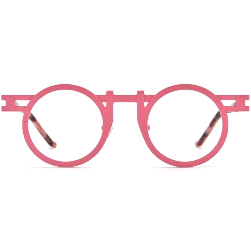 Image of FONEX Colorful Pure Titanium Glasses Frame Women Retro Round Eyeglasses Eyewear F85833