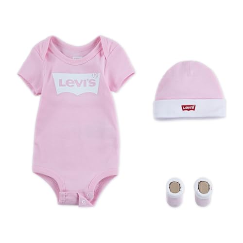 Levi's Kids Classic batwing infant hat bodysuit bootie set 3pc Baby Jungen Pastel Turquoise 0-6 Monate