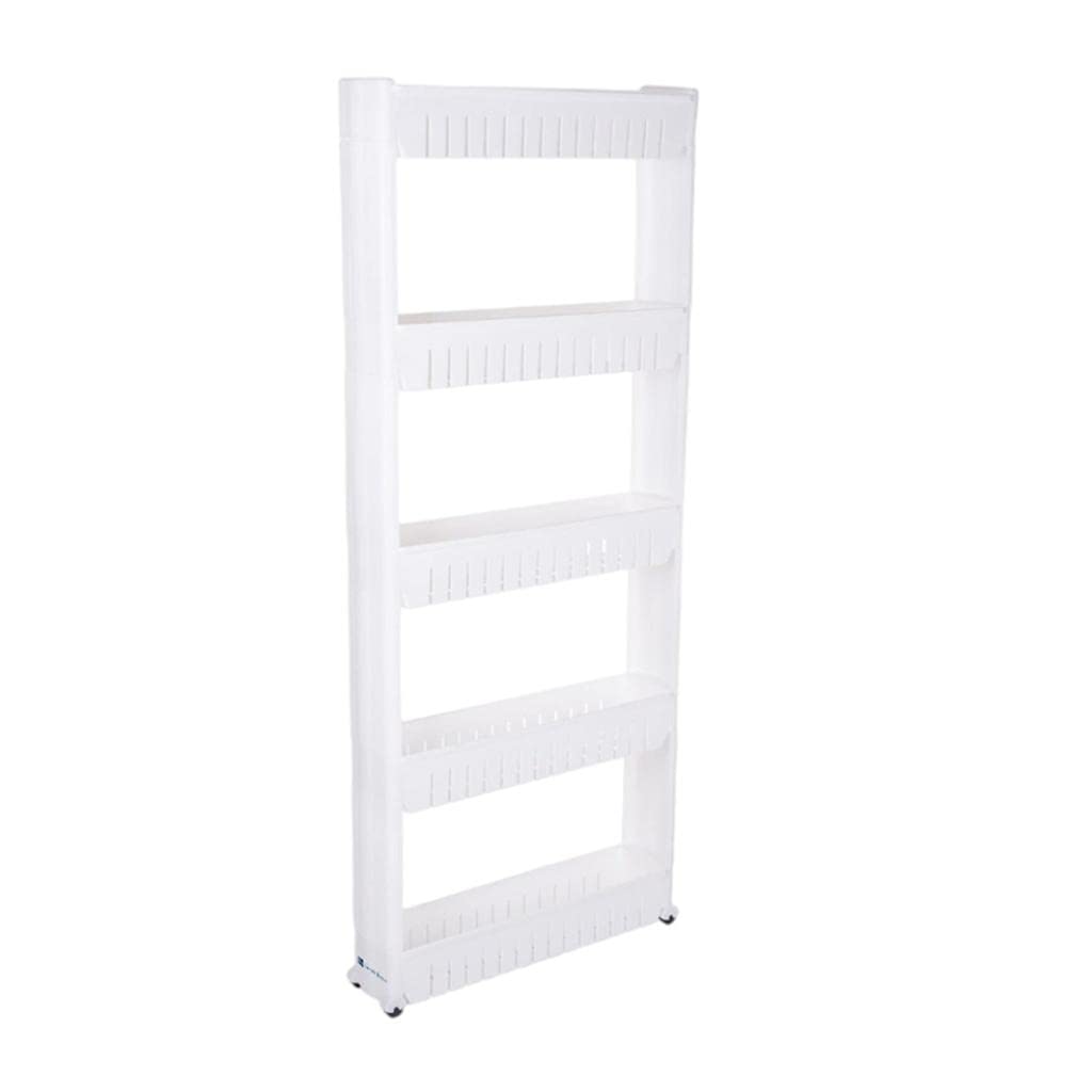 Mensola Slim Scaffale Scorrevole Portaoggetti Carrello Organizzatore Rimovibile in Plastica Utilizzabile per Cucina Bagno Lavanderia Garage Casa,
