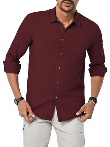 Image of TAGDO Men's Cotton Blend Full Sleeve Solid Shirt with Pocket (5169)