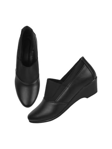 Image of TRYME Collection Bellies Comfortable Stylish Solid Wedge Heel Slip-On Formal Shoes for Womens & Girls