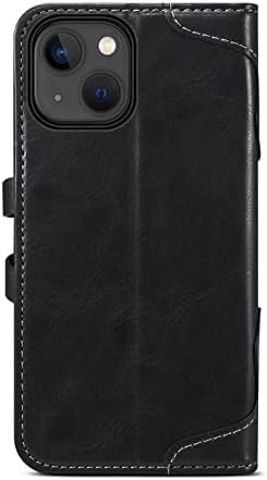Buttons Case for iPhone 13 6.1 2021 PU Leather Retro Card Holder Protective Simplicity Fashion Kickstand Shell for Birthday Gift Boy Girl