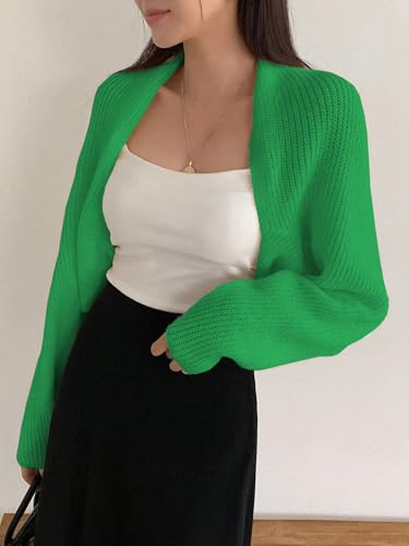 Image of SweatyRocks Women's Open Front Cropped Cardigan Long Sleeve Bolero Shrug Sweater