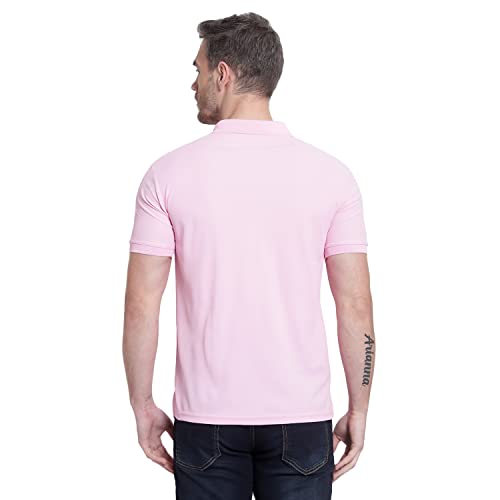 Image of Men's Poly Cotton-Matty Tshirt with Regular Fit Solid Pattern Half Sleeve Standard Length and Button Down Closure|Men's T-Shirts
