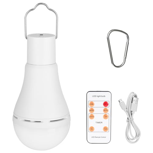 Rechargeable Light Bulb, Wireless Light Bulb With Remote Control And Timer, Light Sensor Bulb, Bulbs For Lamps 7W LED Bulb Dimmable Battery, 4 Outdoor Lighting Modes Camping Emergency With Hook