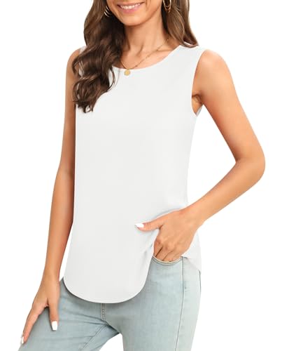 Women's Sleeveless Chiffon Tank Top Business Casual Blouse Tunic Top3