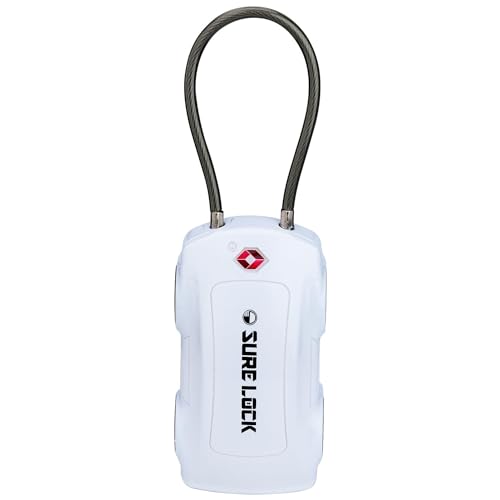 SURE LOCK TSA Compatible Travel Luggage Locks, Inspection Indicator Car Lock Ideal Christmas and New Year Gift for Kids and Car Enthusiasts(White)
